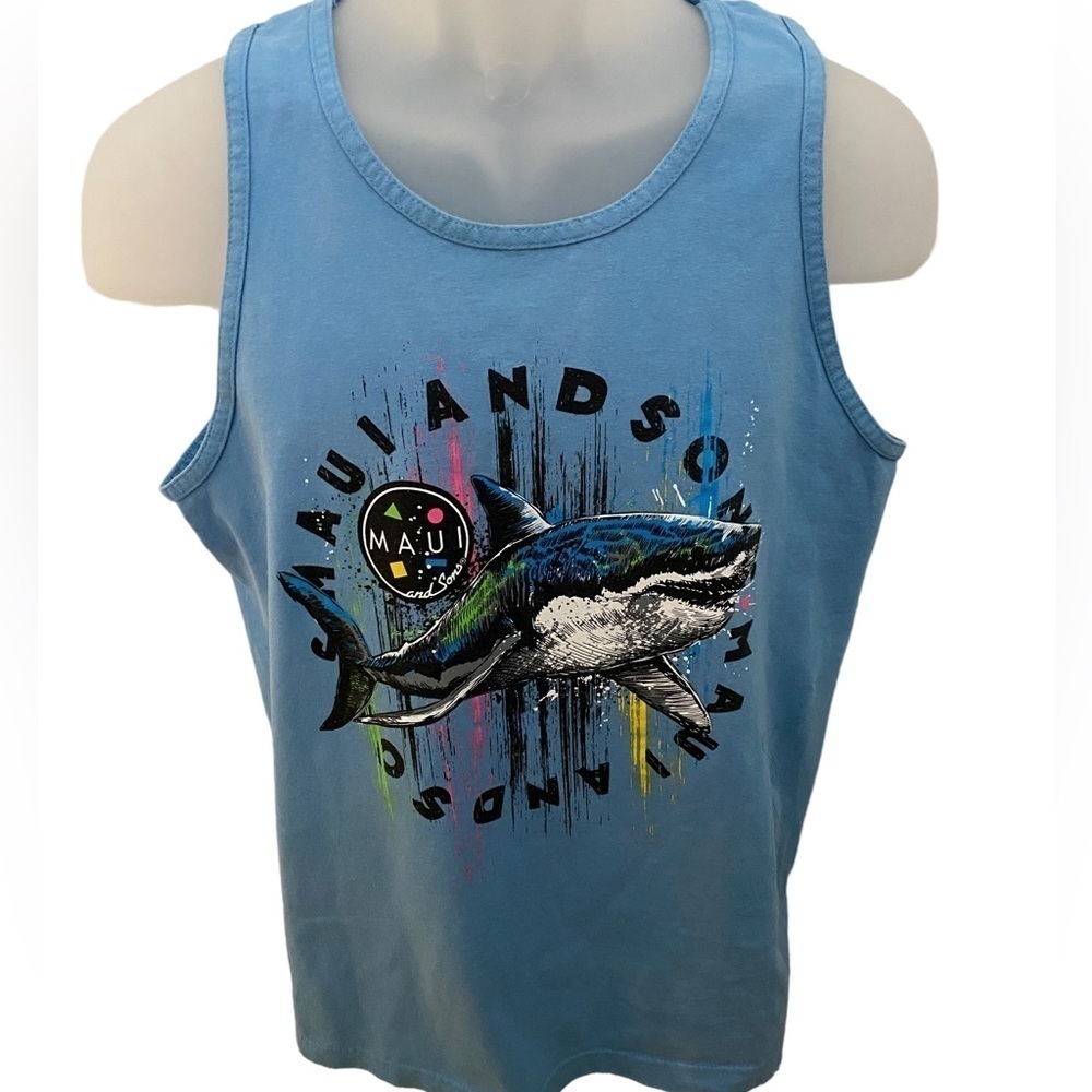 MAUI & SONS Surf Shark Graffiti Hawaiian Tank Top Men M Medium